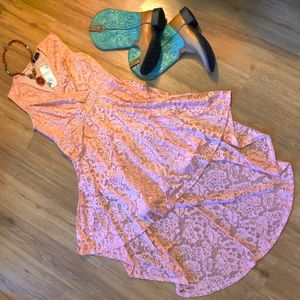 Blush Pink Floral Lace High Low Dress